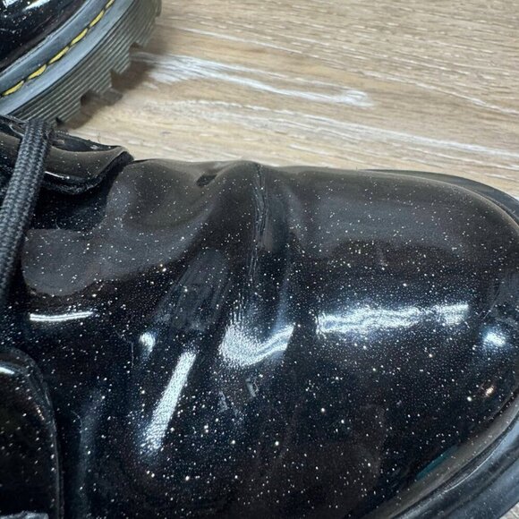 Dr. Martens Luana Black Glitter Patent Leather Combat Boots Women's Size… - Picture 5 of 9